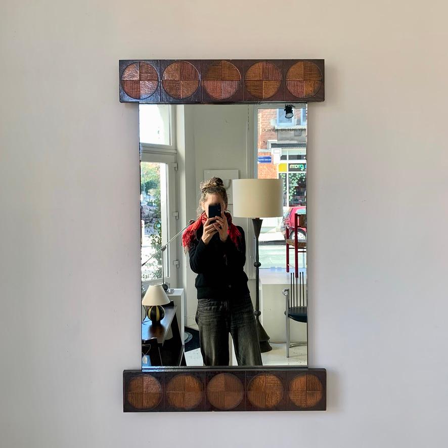 Mid-Century Modern Miroir mural original estampillé Santambrogio & De Berti, circa 1960, Italie. en vente