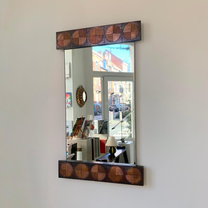Miroir mural original estampillé Santambrogio & De Berti, circa 1960, Italie. Bon état - En vente à Brussels, BE