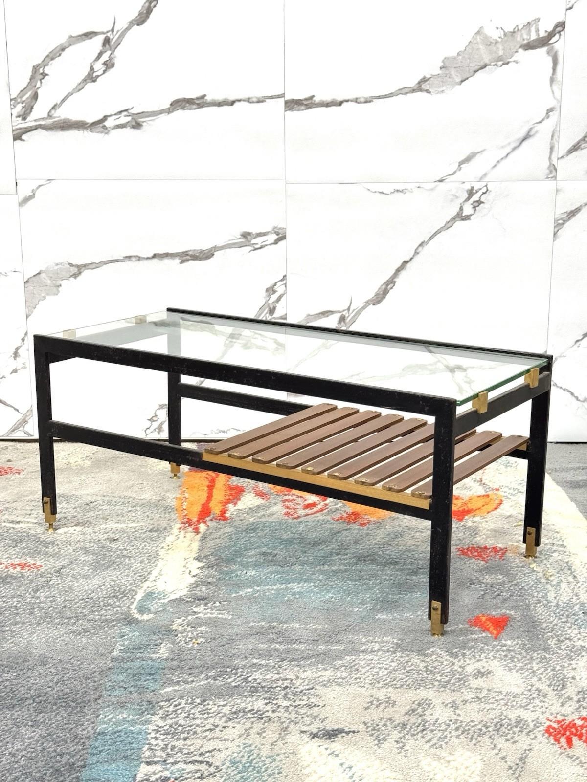 Mid-Century Modern Sant’Ambrogio & De Berti Tavolino da salotto legno anni 60 design Modernariato en vente
