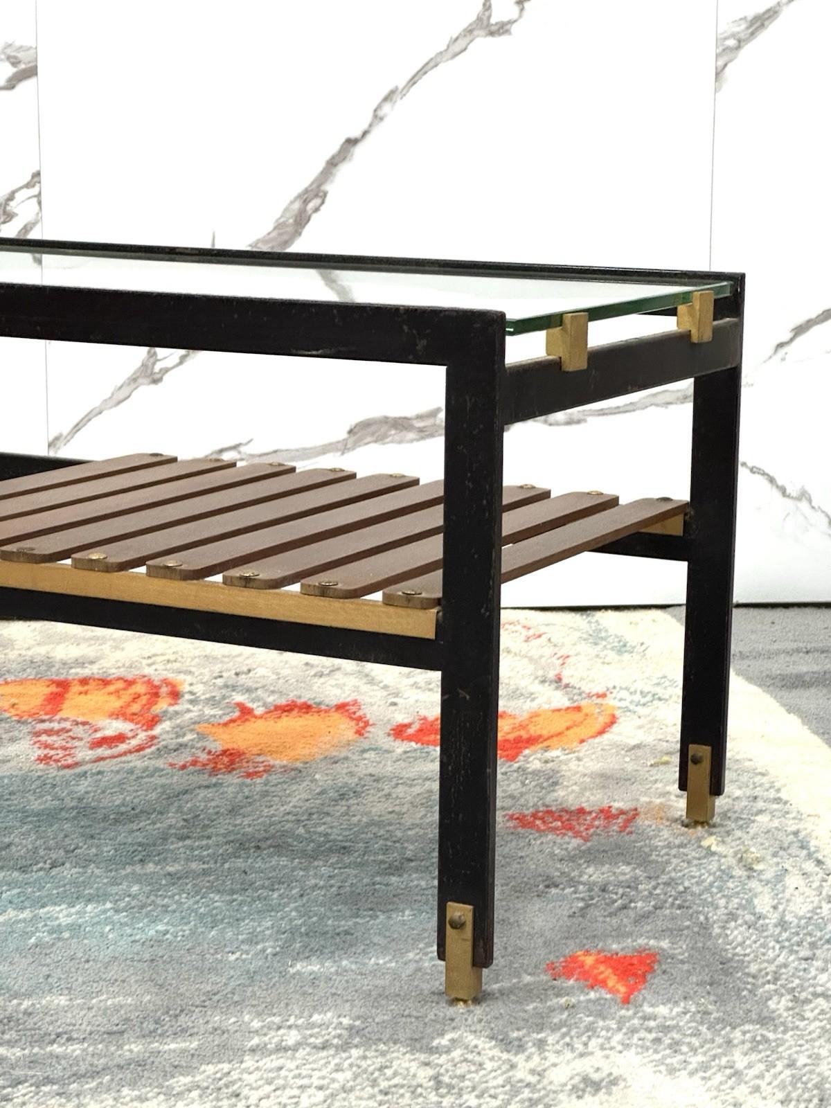 Mid-20th Century Sant’Ambrogio & De Berti Tavolino da salotto legno anni 60 design Modernariato en vente