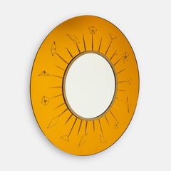 Fontana Arte Rare Etched Glass Mirror, Italy, 1950s