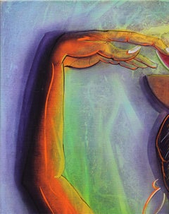 "Tropicalisima" Venezuelan Abstract Neon Nude Figure with Fruit Bowl on Head