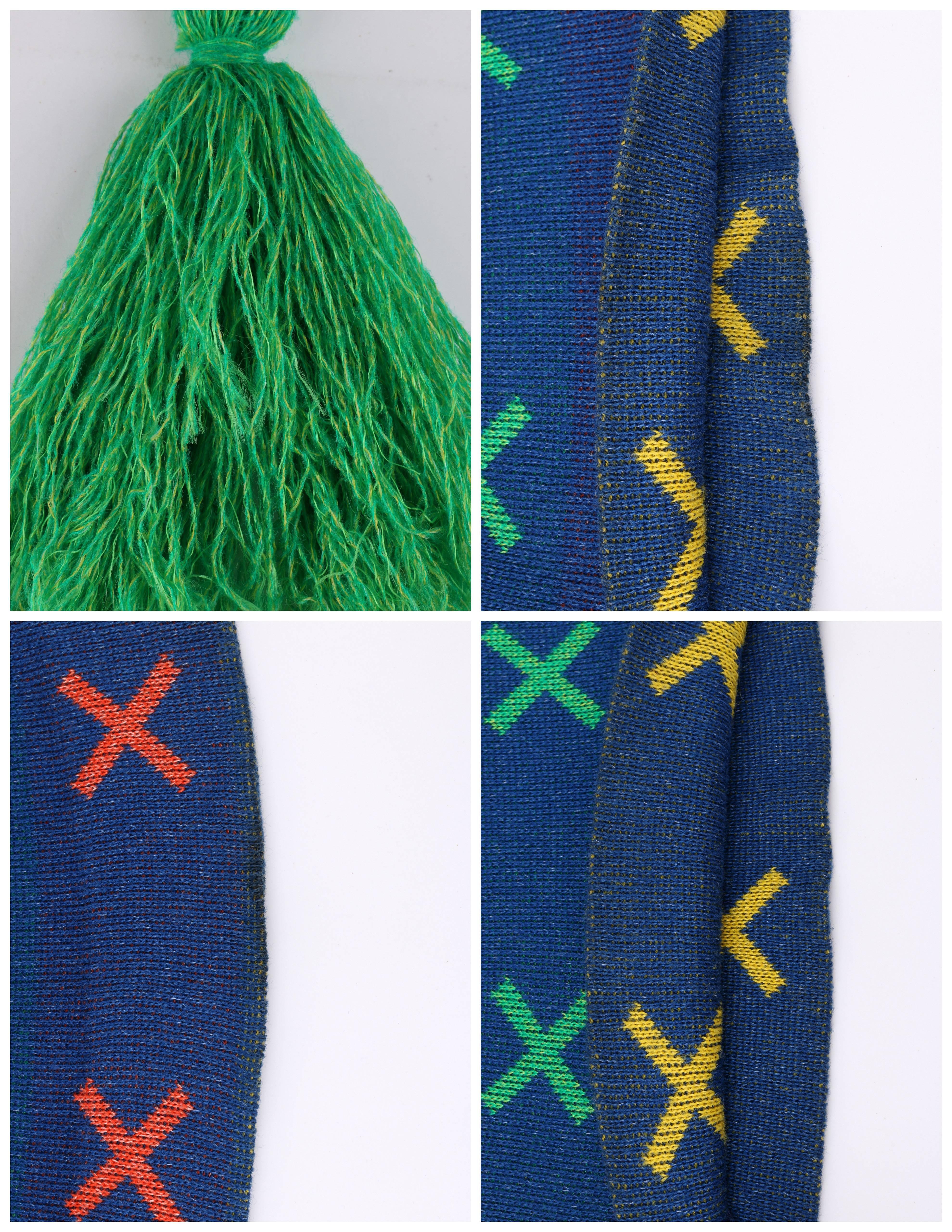 SANT'ANGELO c.1970's 3 Pc Multicolor X Pattern Knit Cardigan Scarf Pant Suit Set 4