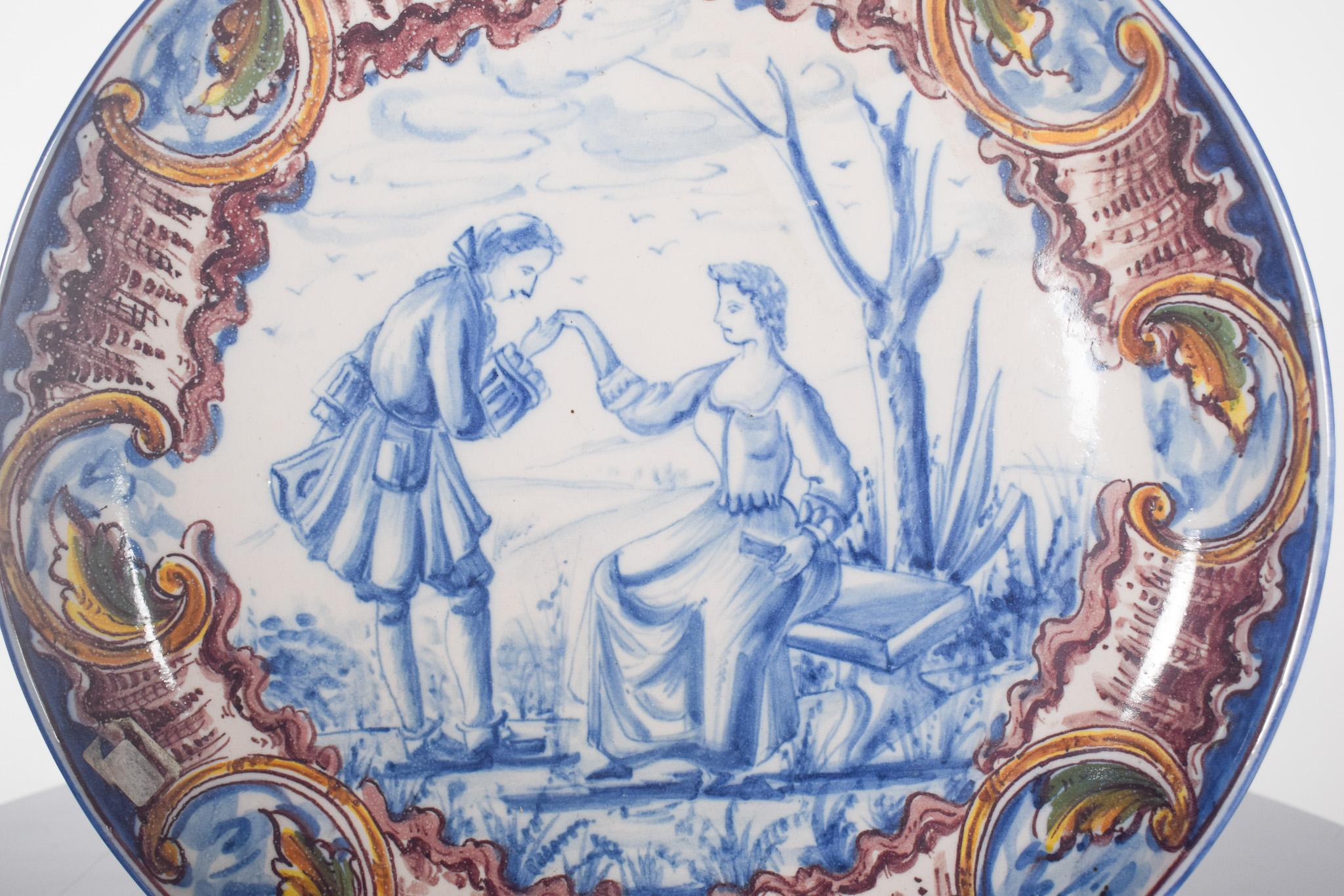 Sant'Anna Portuguese Earthenware Dish Plate In Good Condition For Sale In Lisboa, Lisboa