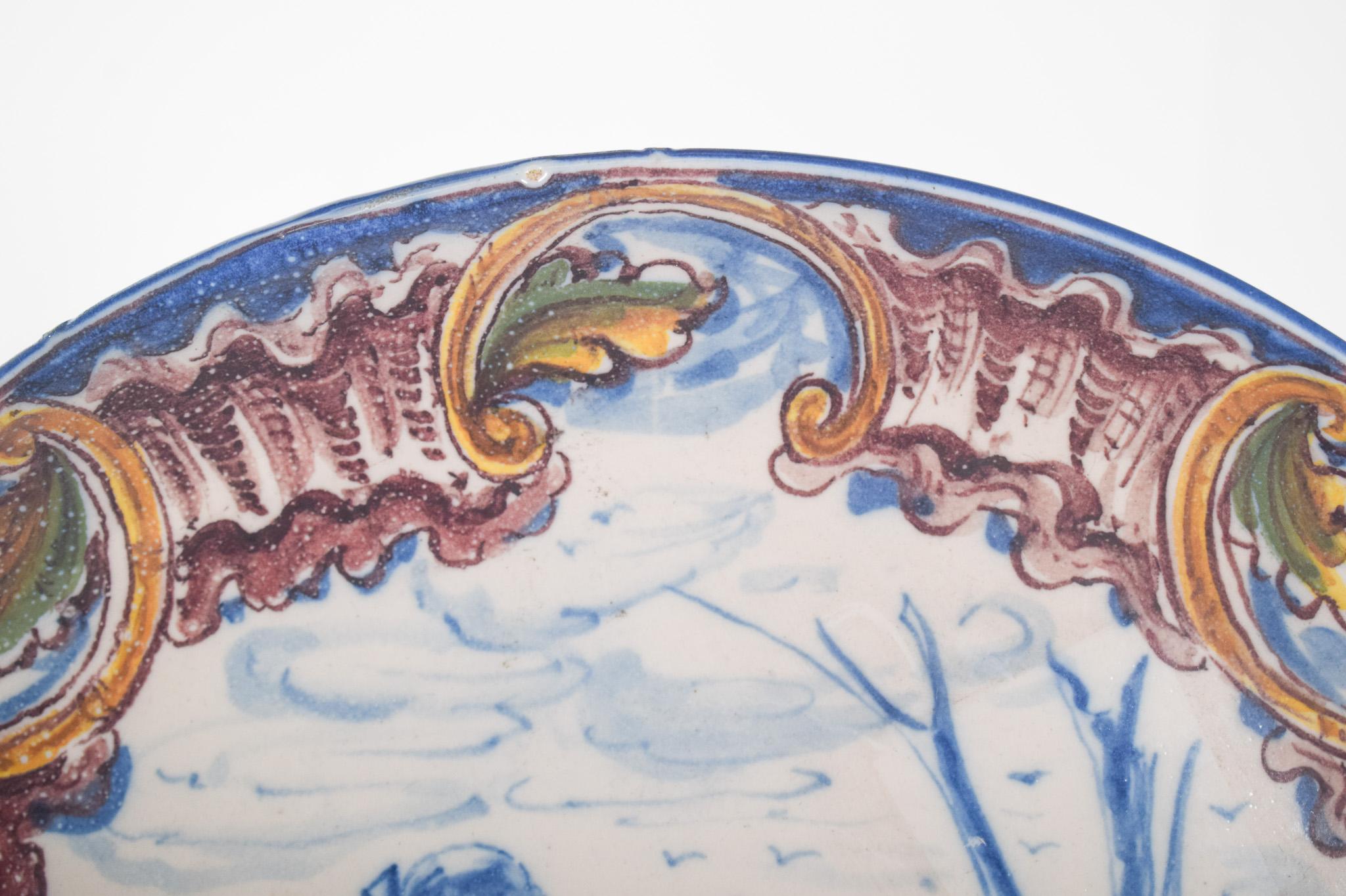 20th Century Sant'Anna Portuguese Earthenware Dish Plate For Sale