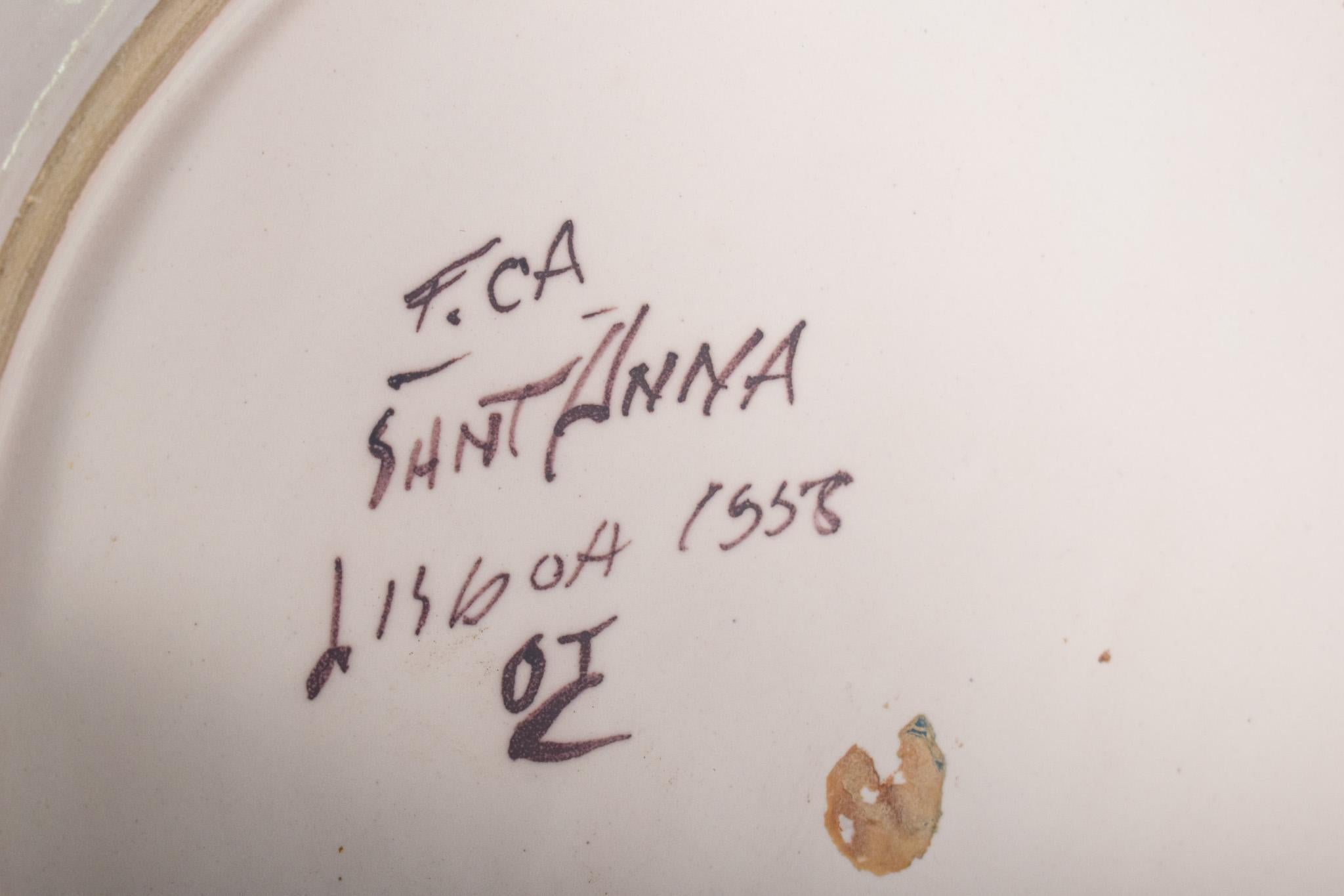 Sant'Anna Portuguese Earthenware Dish Plate For Sale 1