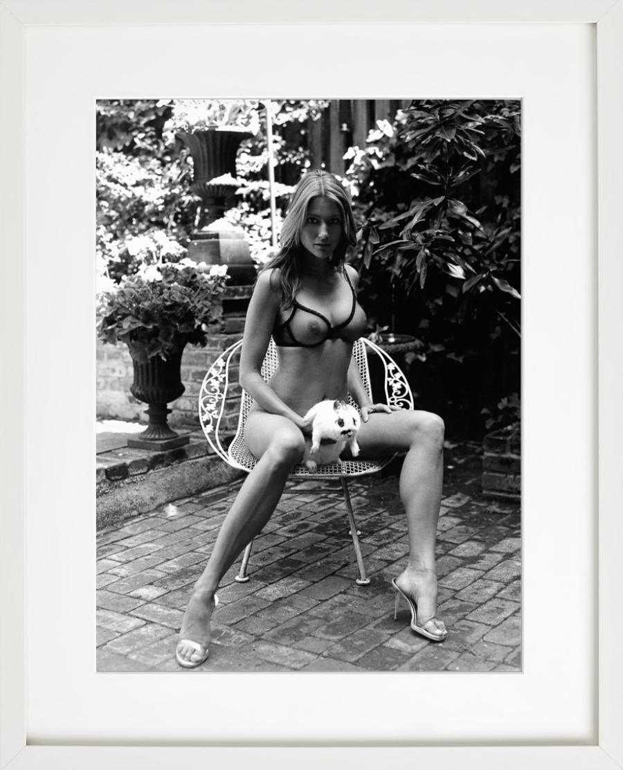 Brenda Schad, NYC - nude model in Garden with Bunny, fine art photography, 2004 - Contemporary Photograph by Sante D´ Orazio