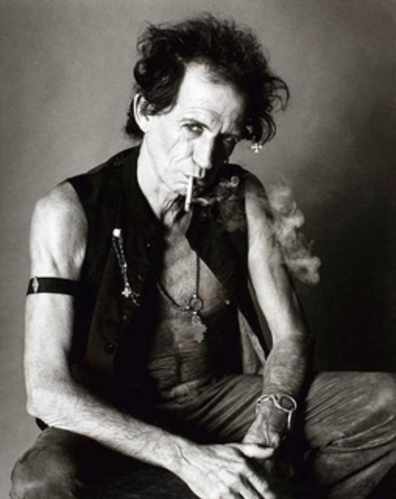 Keith Richards smoking - portrait of the rock star and rolling stones member