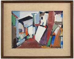 Street and Houses - Oil Paint by Sante Monachesi - mid-20th Century