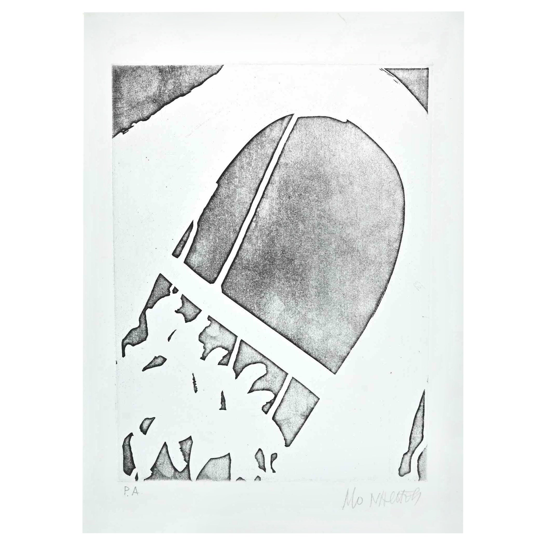 Figure and Arch - Original Etching by Sante Monachesi - 1970s