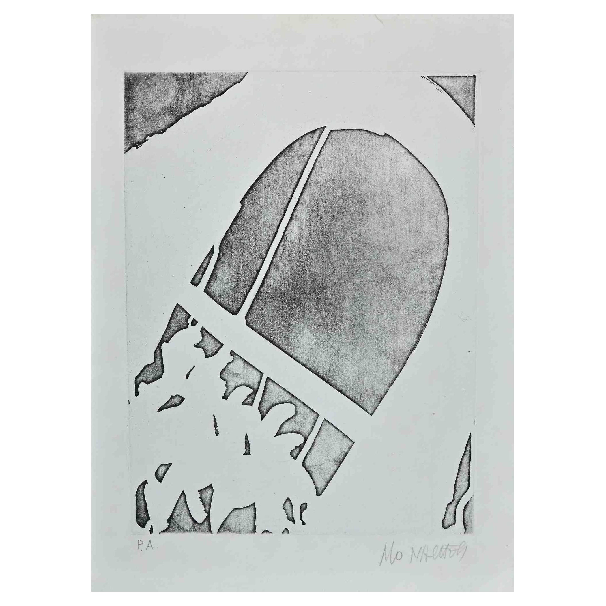 Figure and Arch - Original Etching by Sante Monachesi - 1970s