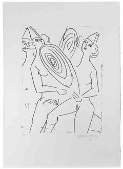 Figures - Etching by Sante Monachesi - 1970s
