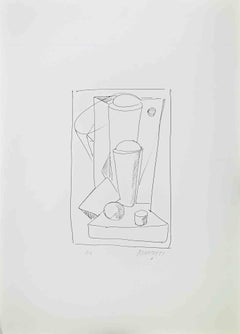 Geometric Abstract Composition - Etching by Sante Monachesi - 1970s