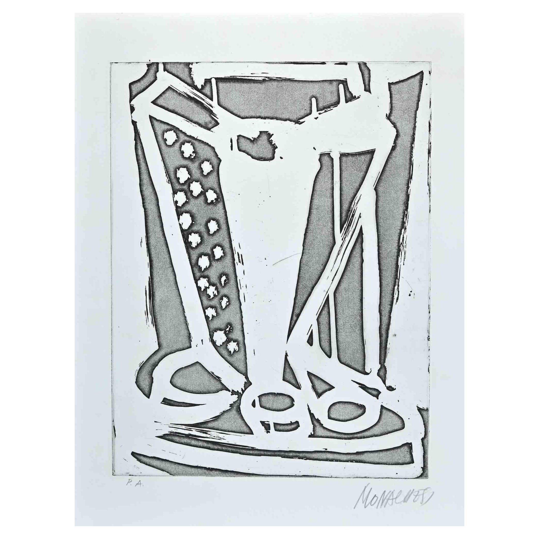 Untitled - Original Etching by Sante Monachesi - 1970s
