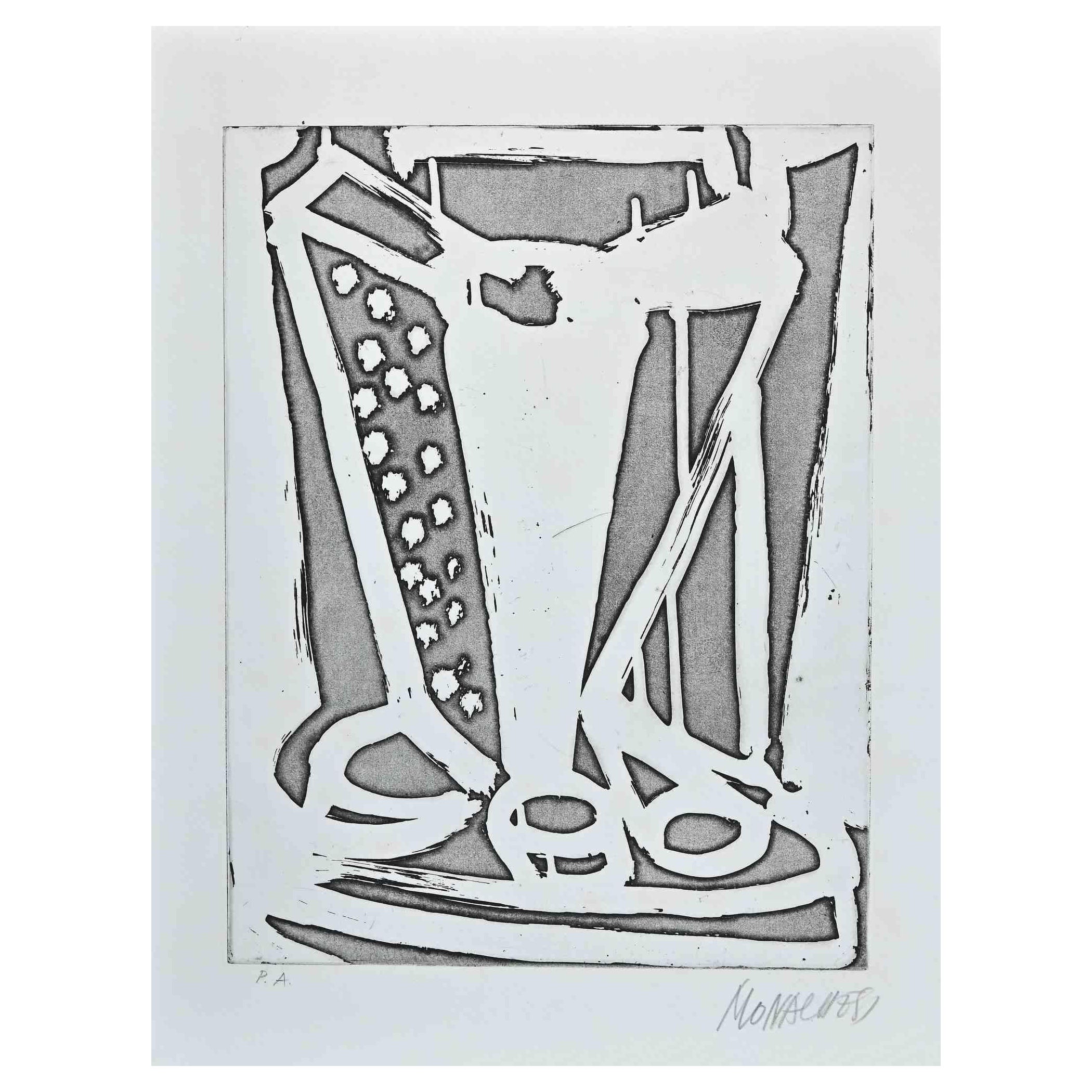 Untitled - Original Etching by Sante Monachesi - 1970s