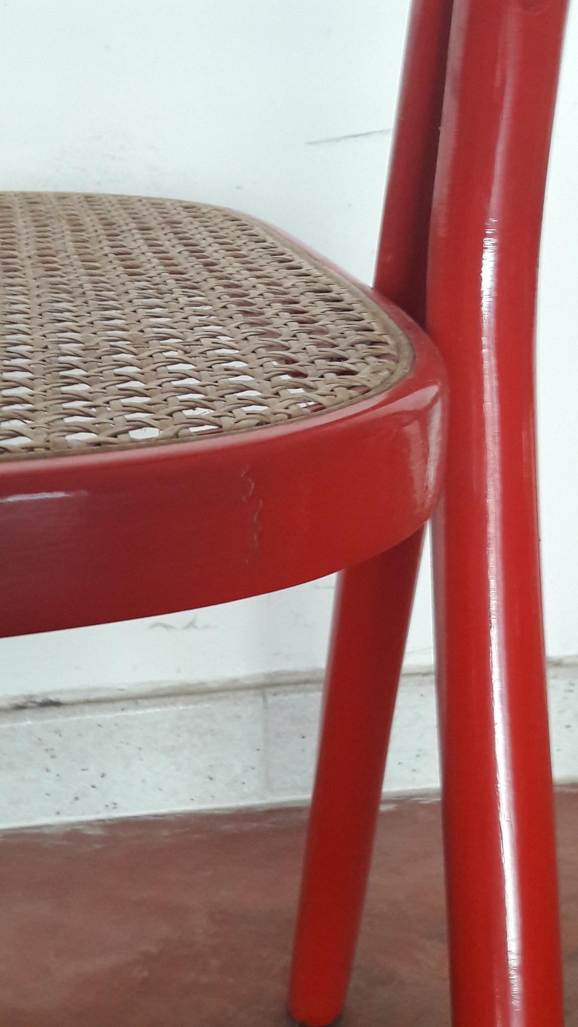 Sillas modernas de madera curvada roja 'Santina' de Santi Carlo para Zanotta, década de 1970 2