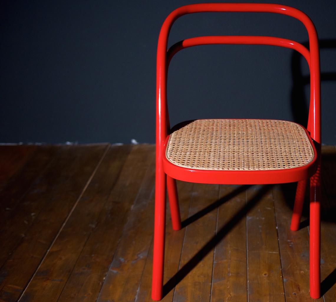 Santi Carlo 'Santina' Modern Red Bentwood Chairs for Zanotta, 1970s 7
