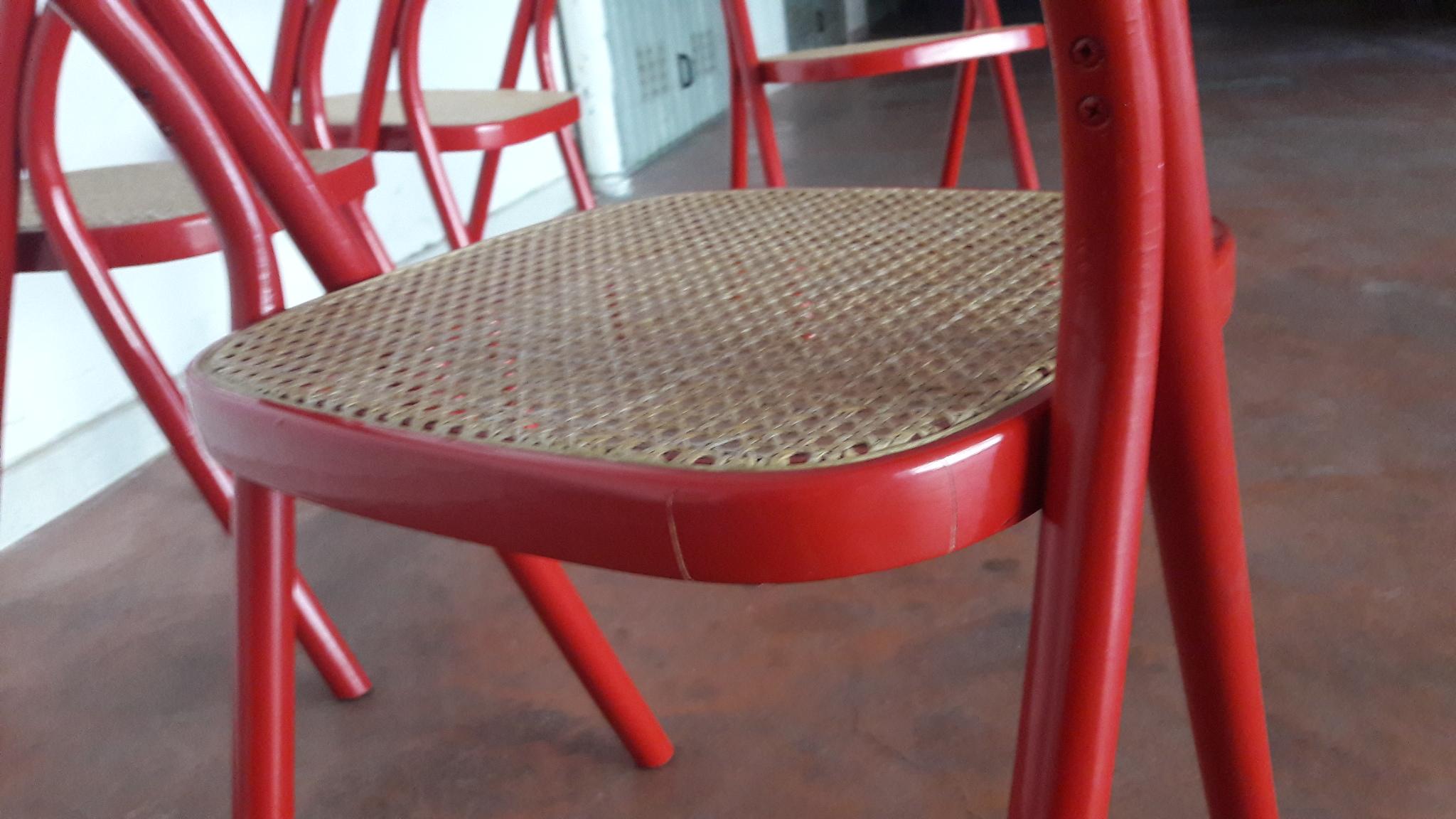 Santi Carlo 'Santina' Modern Red Bentwood Chairs for Zanotta, 1970s 1