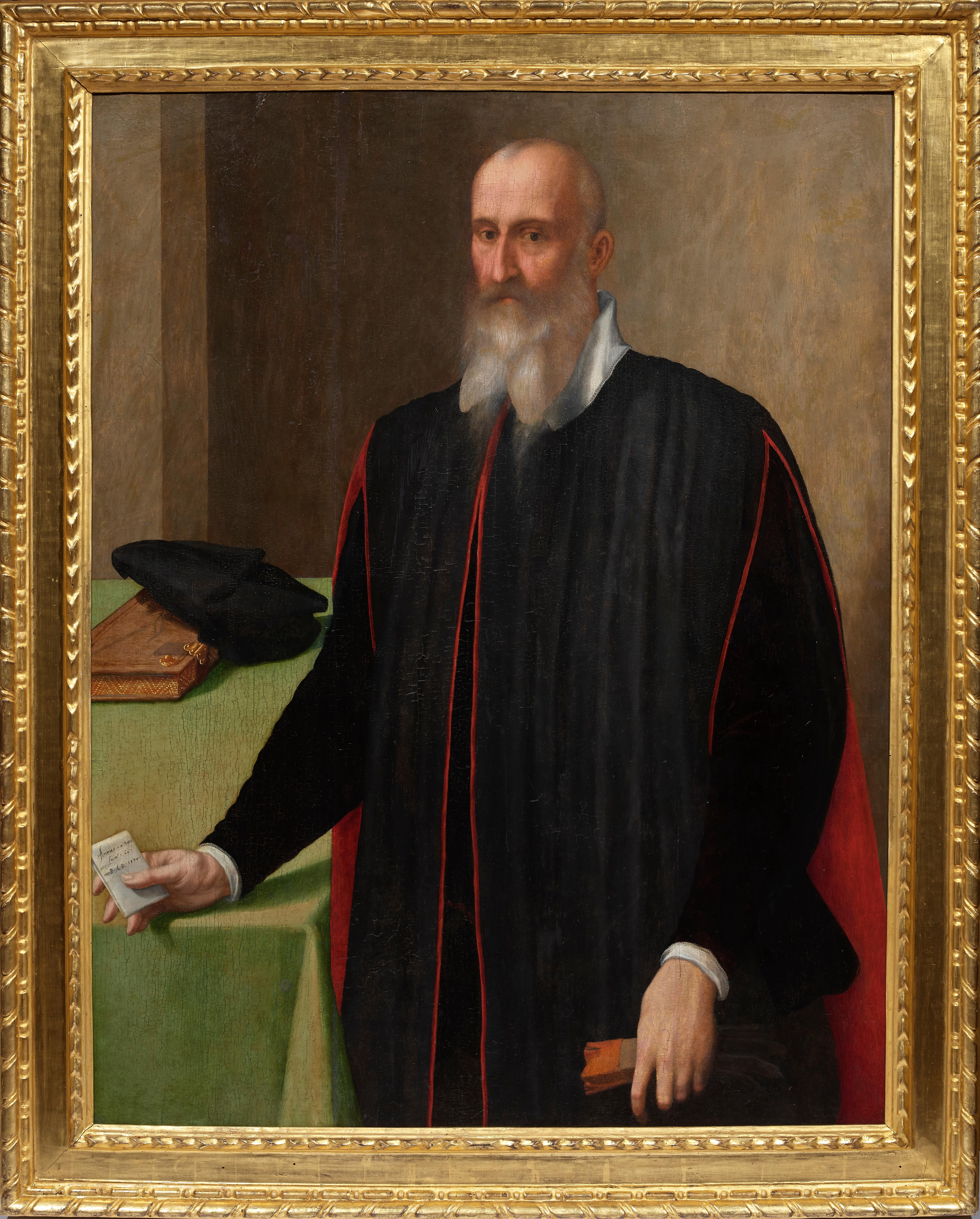 This recently rediscovered portrait of Santi di Tito depicts a Florentine senator, with a letter in his hand indicating that the painting was executed in 1574 when the sitter was 66 years old. On the basis of these clues,  it is tempting to view it