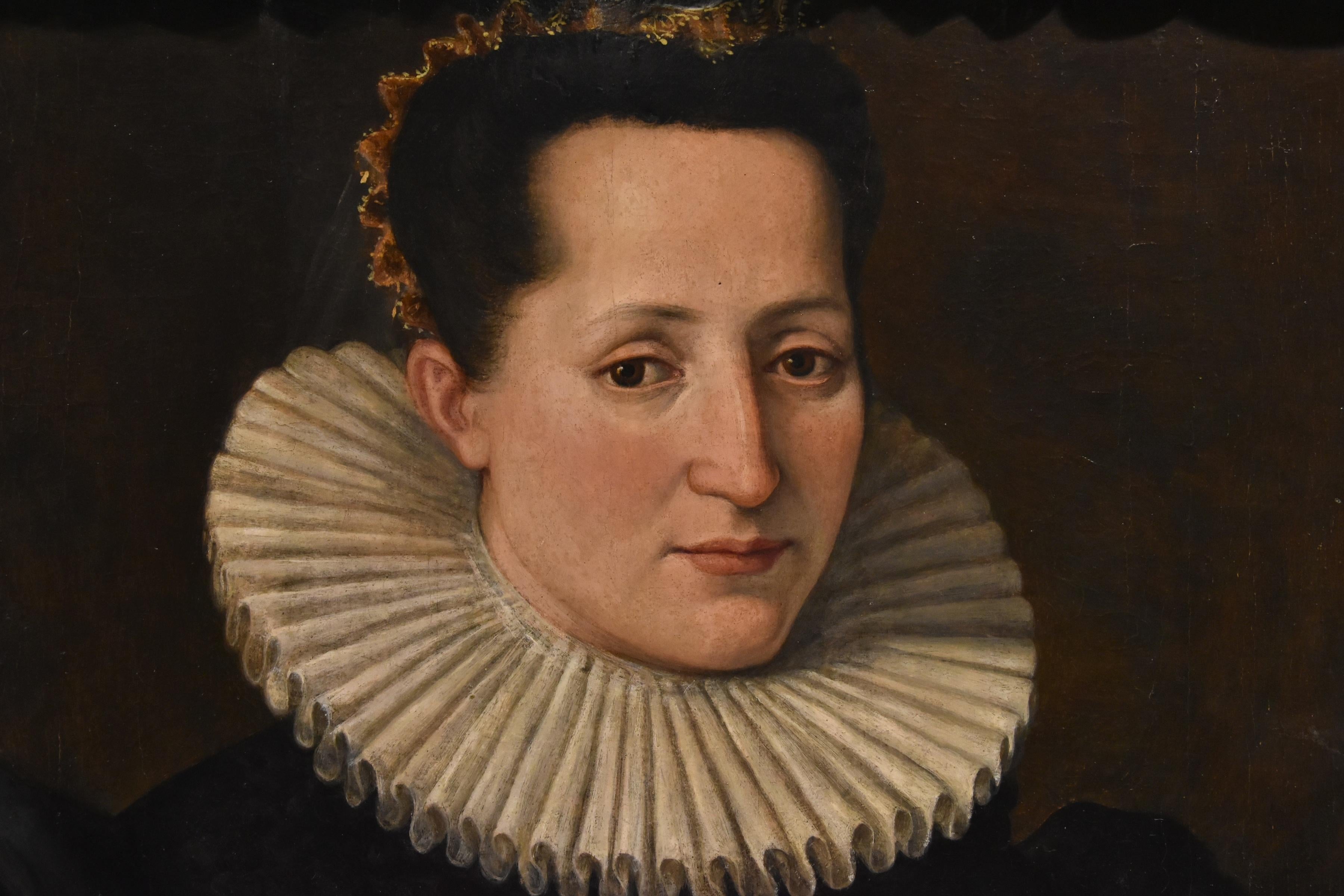 Portrait d'une noble femme Santi di Tito 16ème siècle Peinture à l'huile sur table Art ancien en vente 5