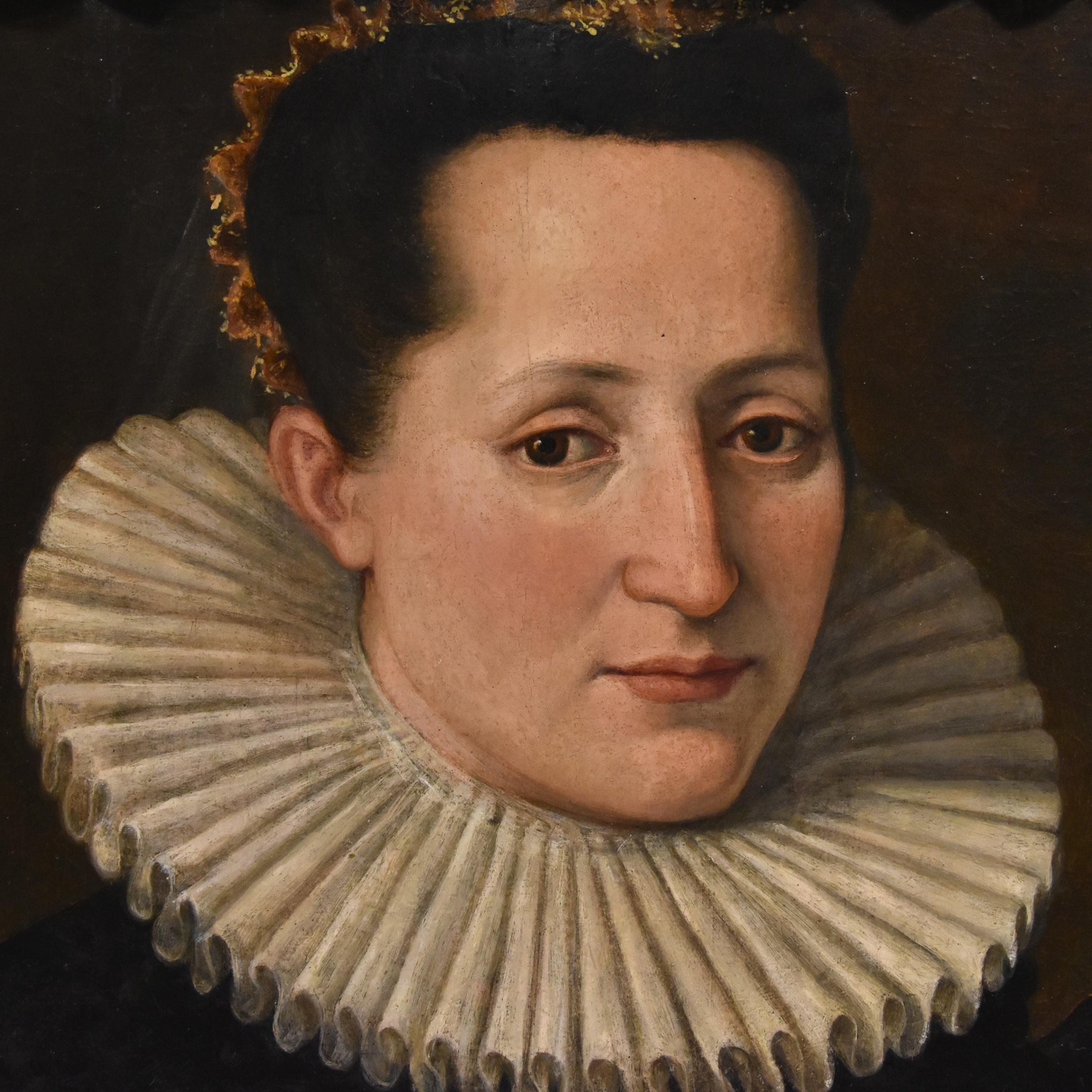 Portrait d'une noble femme Santi di Tito 16ème siècle Peinture à l'huile sur table Art ancien en vente 6
