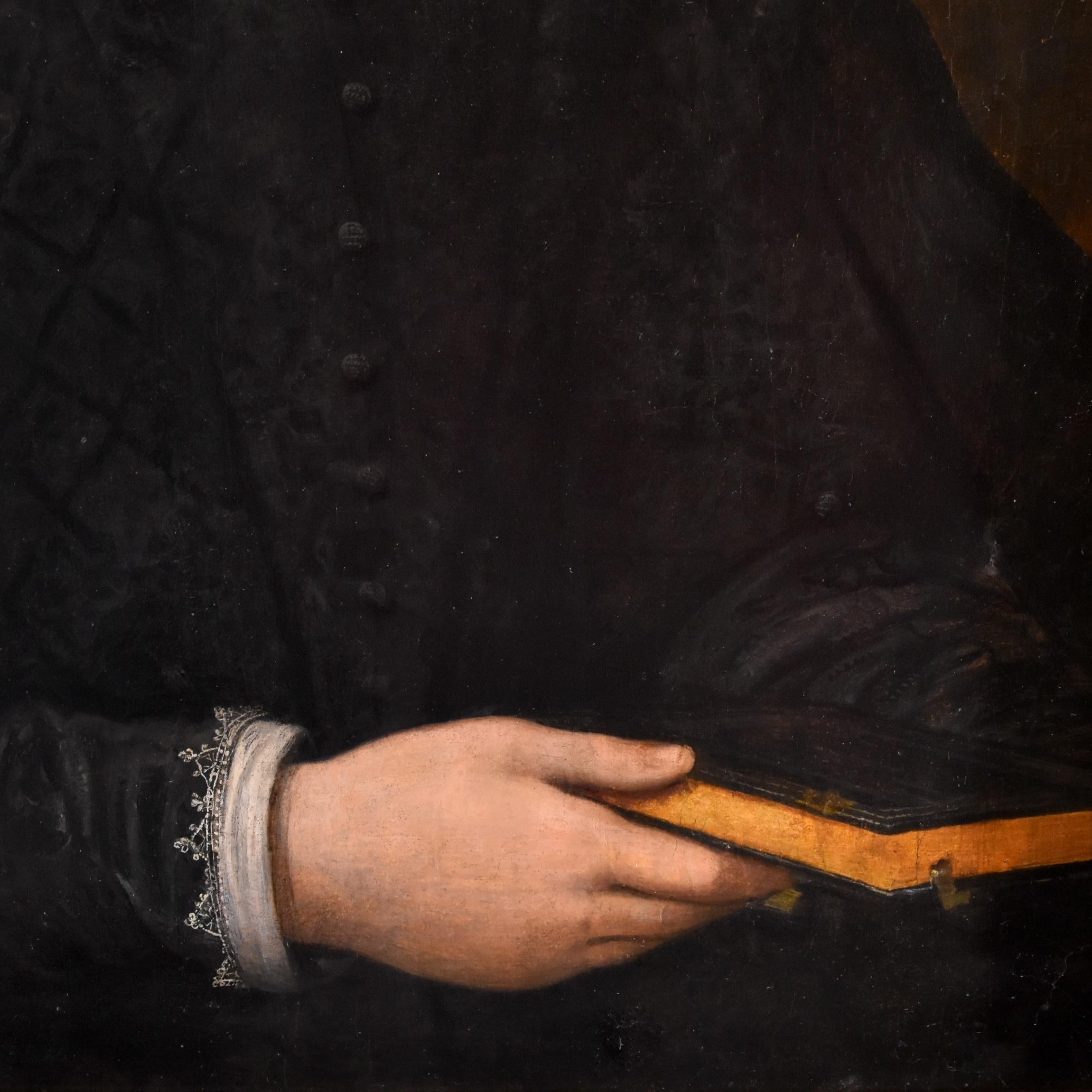 Portrait d'une noble femme Santi di Tito 16ème siècle Peinture à l'huile sur table Art ancien en vente 8