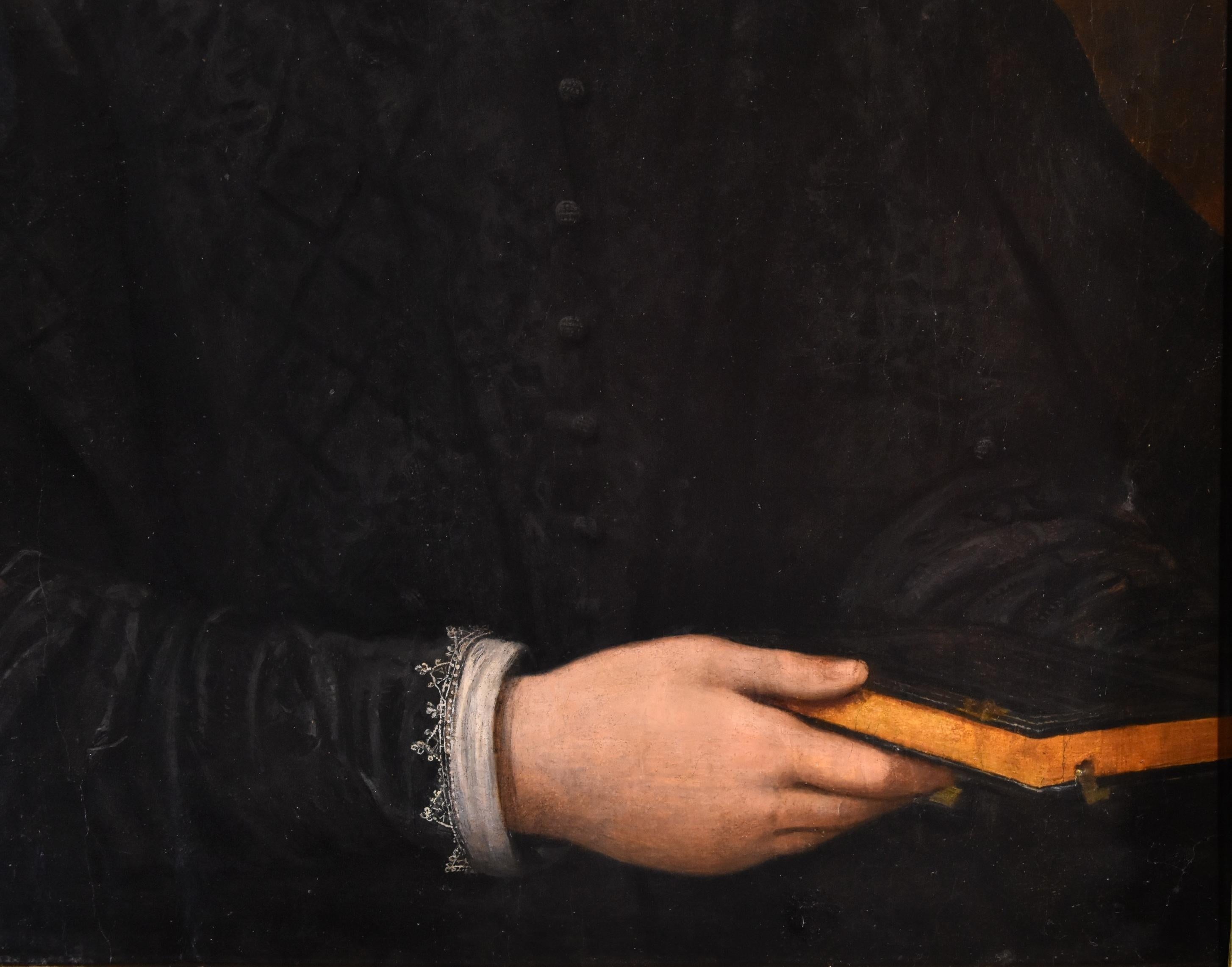 Portrait d'une noble femme Santi di Tito 16ème siècle Peinture à l'huile sur table Art ancien en vente 9