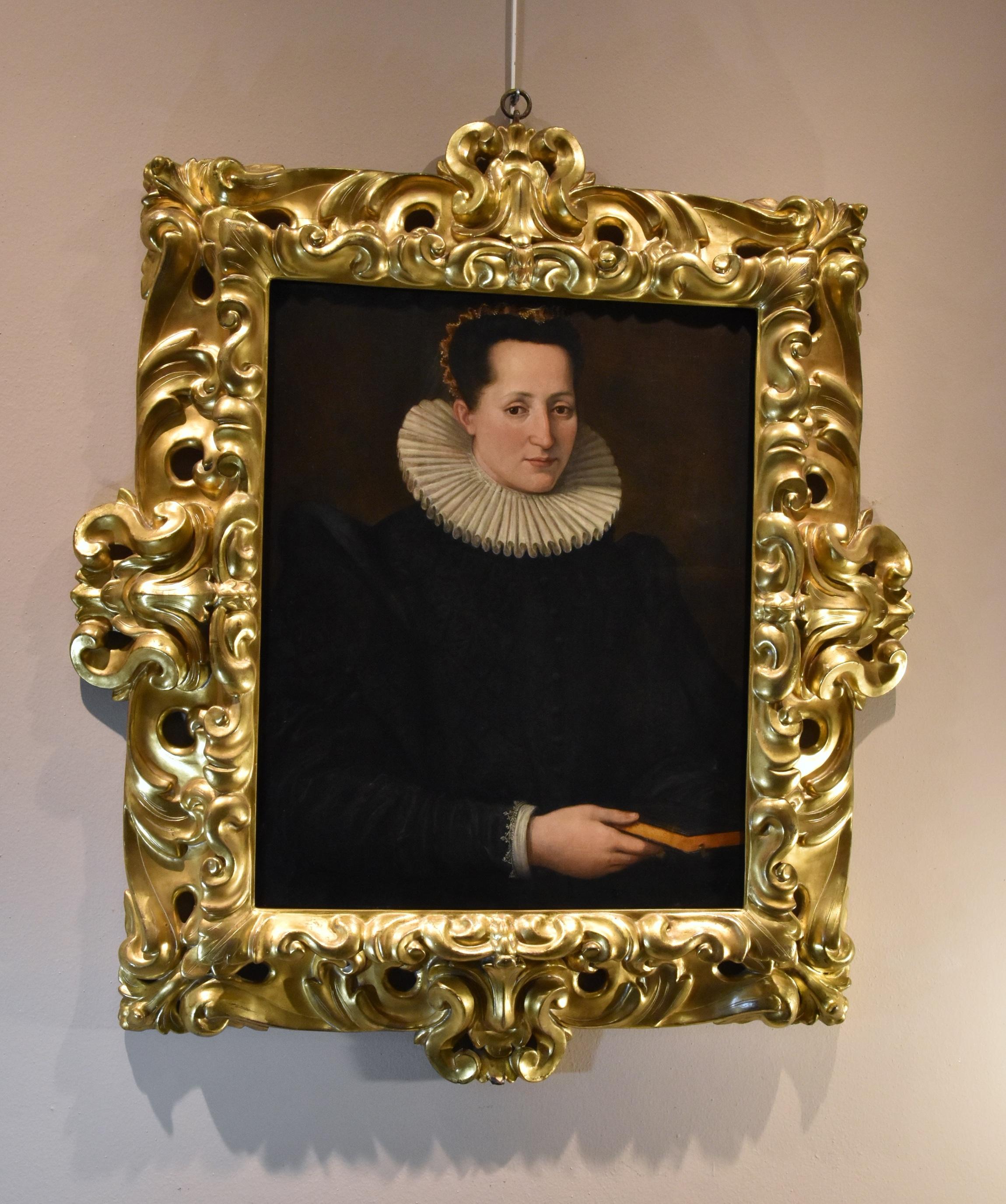 Portrait d'une noble femme Santi di Tito 16ème siècle Peinture à l'huile sur table Art ancien en vente 11