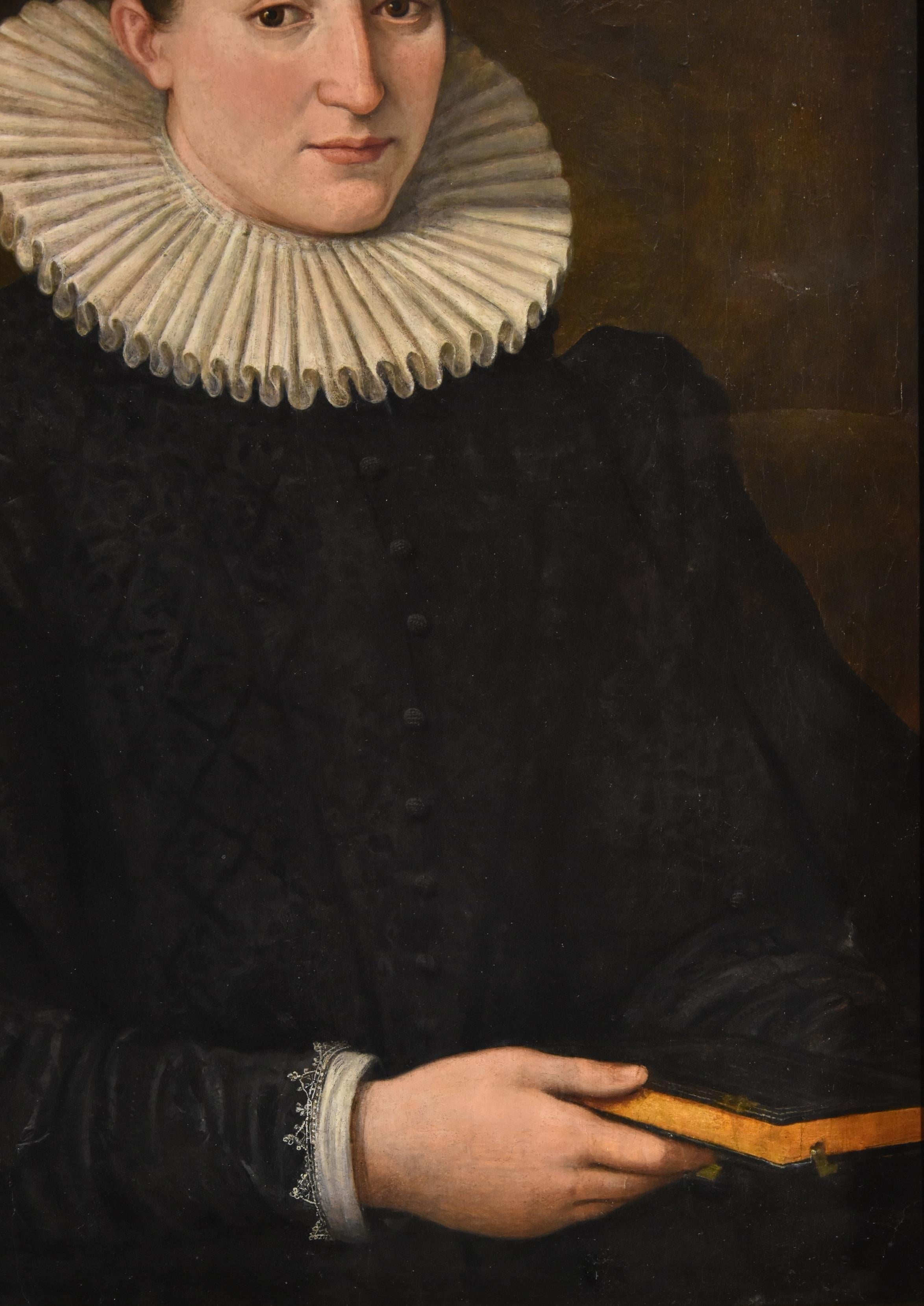 Portrait d'une noble femme Santi di Tito 16ème siècle Peinture à l'huile sur table Art ancien en vente 1