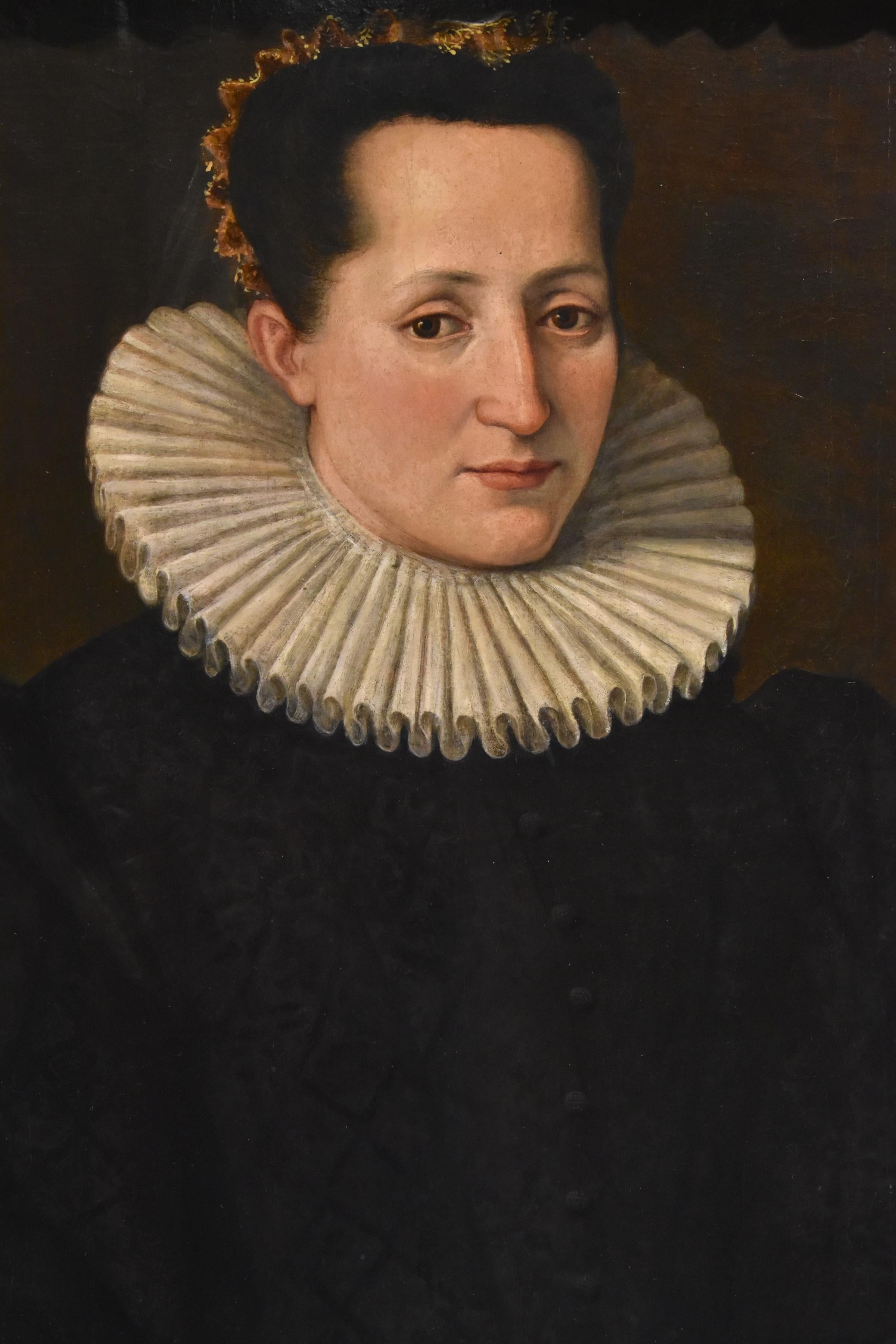 Portrait d'une noble femme Santi di Tito 16ème siècle Peinture à l'huile sur table Art ancien en vente 3