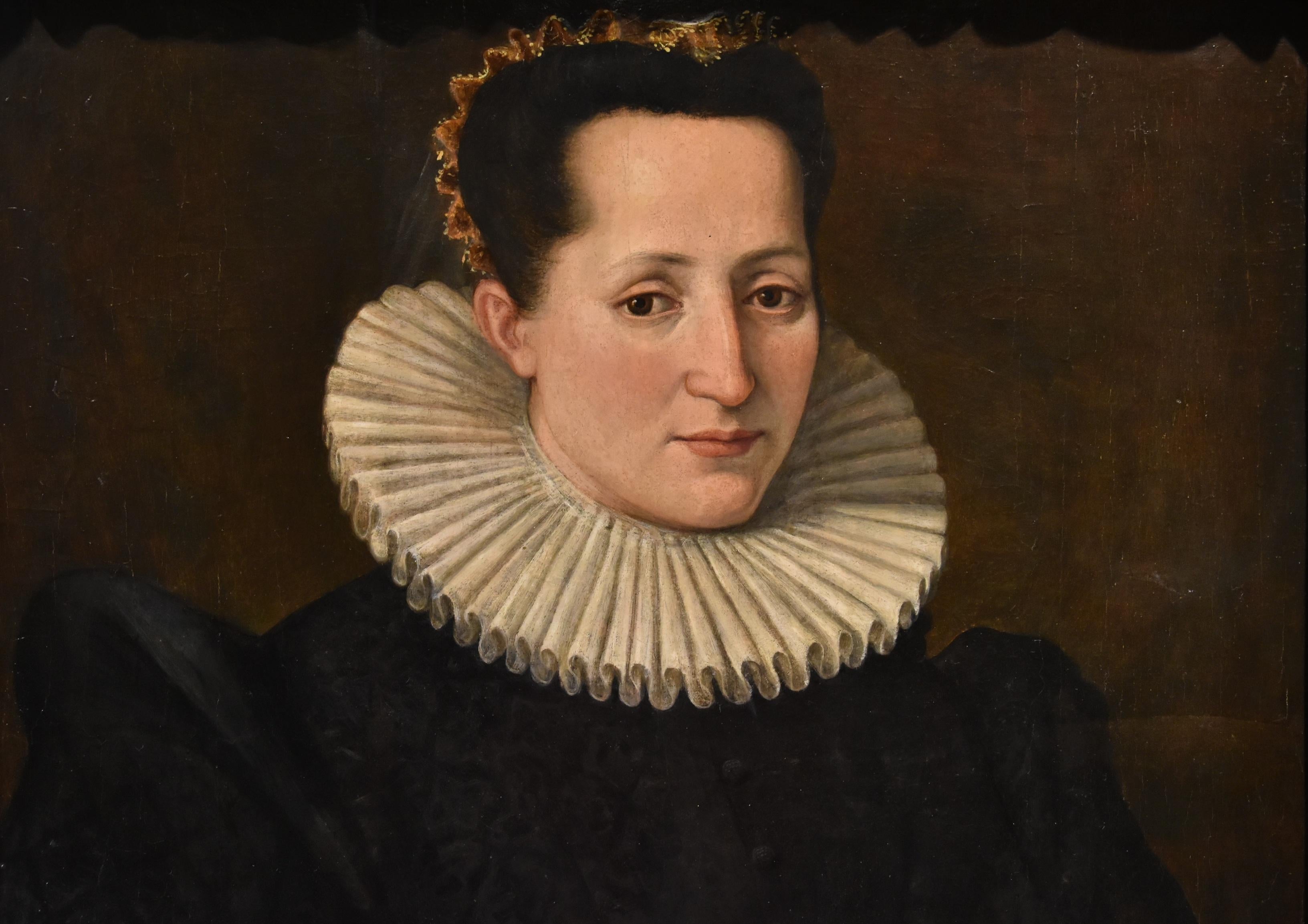 Portrait d'une noble femme Santi di Tito 16ème siècle Peinture à l'huile sur table Art ancien en vente 4