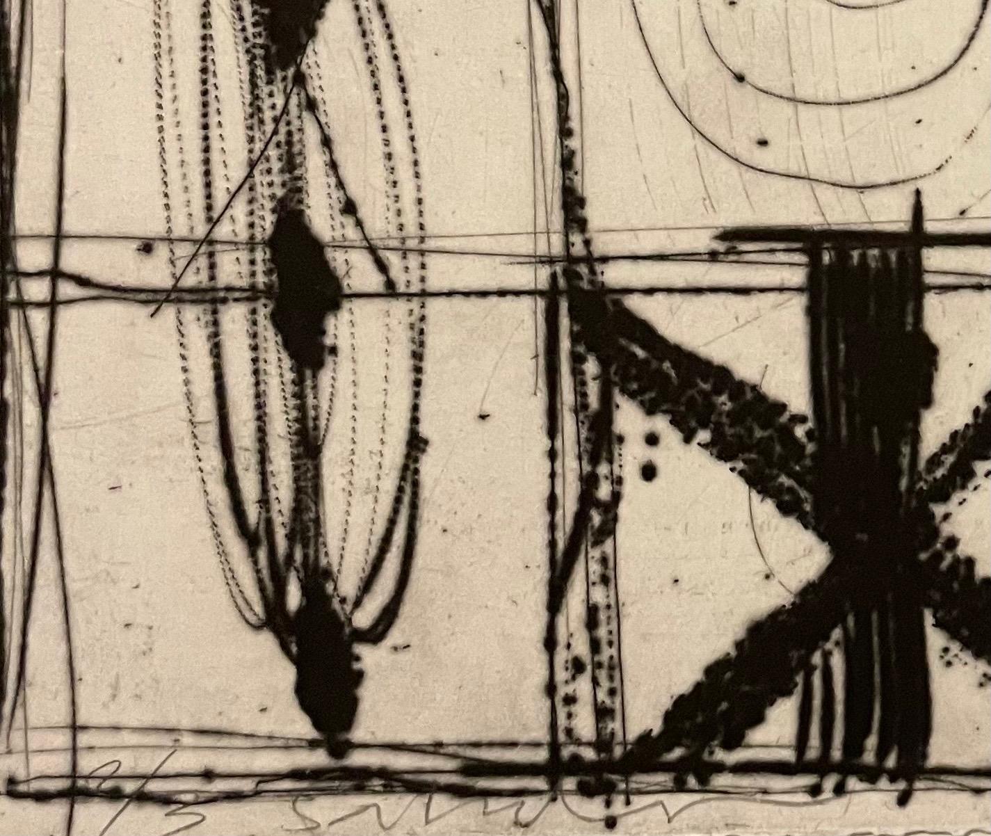 Moix, Santi (Spanisch, geb. 1960), Figurale Abstraktion, Hybriddruck mit Radierung und Aquatinta, 23,5 x 16,75 cm, mit Bleistift signiert und nummeriert 2/3.

Santi Moix (Barcelona, 1960) lebt seit 1986 in New York. Als vielseitiger Künstler fertigt