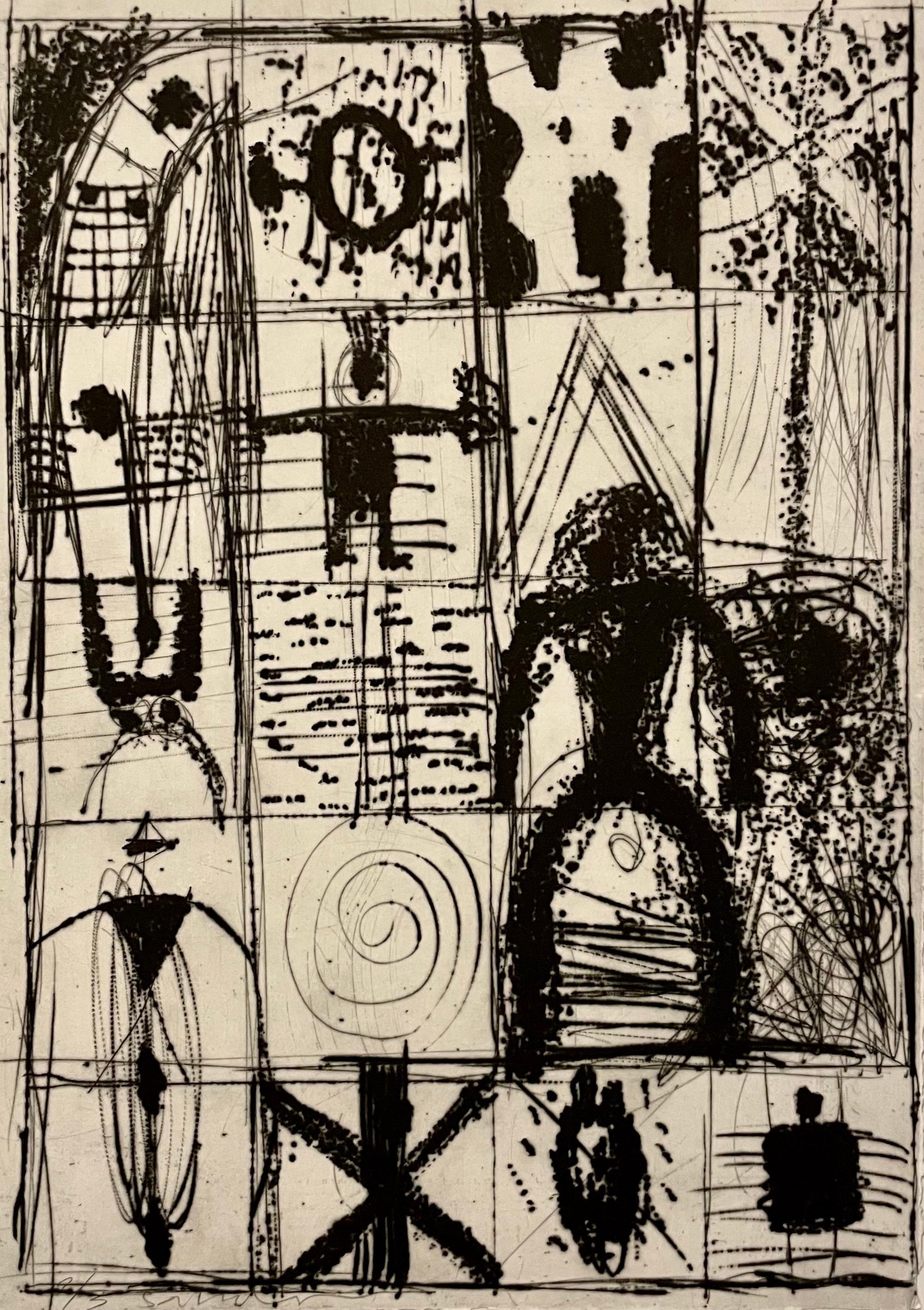 Artista spagnolo Santi Moix Acquatinta Ed 2/3 Simboli astratti surrealisti in vendita 2