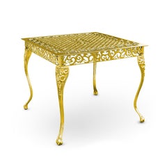 Santi, Outdoor Aluminum Side Table with Gold Finish, Made in Italy
