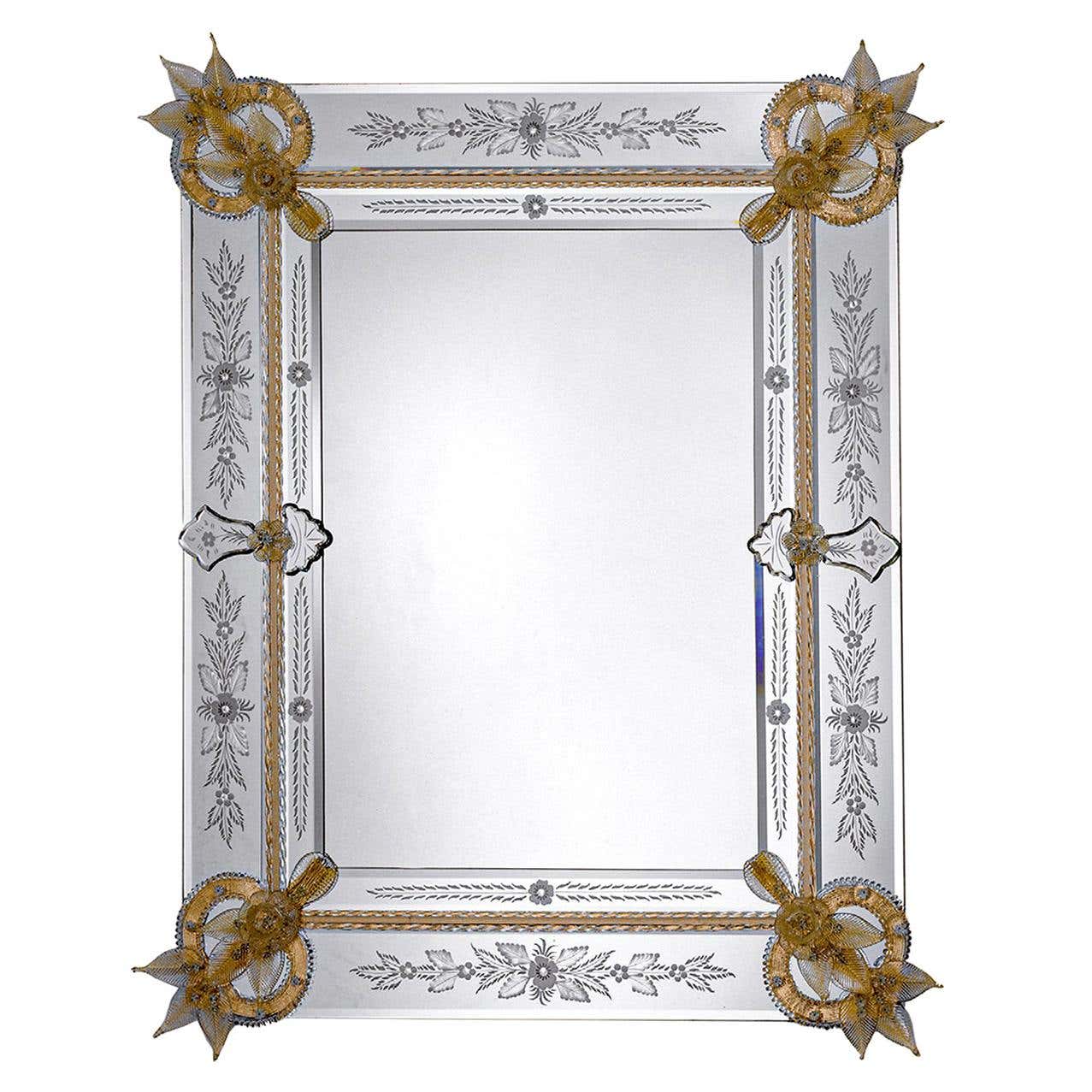 Santi Rectangular Murano Glass Mirror For Sale at 1stDibs