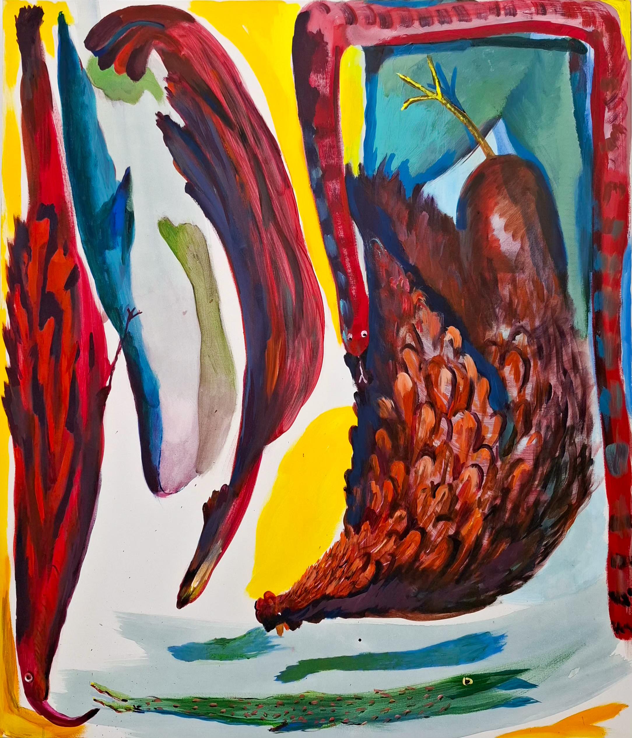 Self-Portrait (Pesce fuori dall'acqua), Acrilico, 140x120cm, Pittura surrealista, 2026