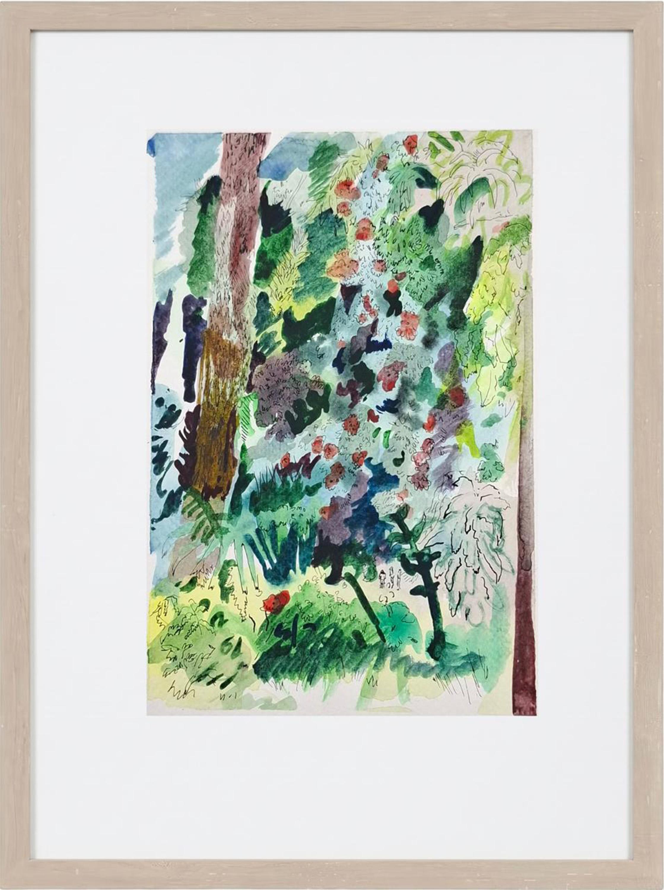 Cuernavaca Garden, Acrylic Painting on Paper, 35x26cm, Contemporary, 2026