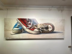 "#1619" Bodegón horizontal de converse rojas, blancas y azules