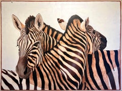 "#1635" dipinto neutro fotorealistico di due zebre
