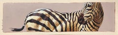 "Andante #7" Oil painting of a Zebra in profile 