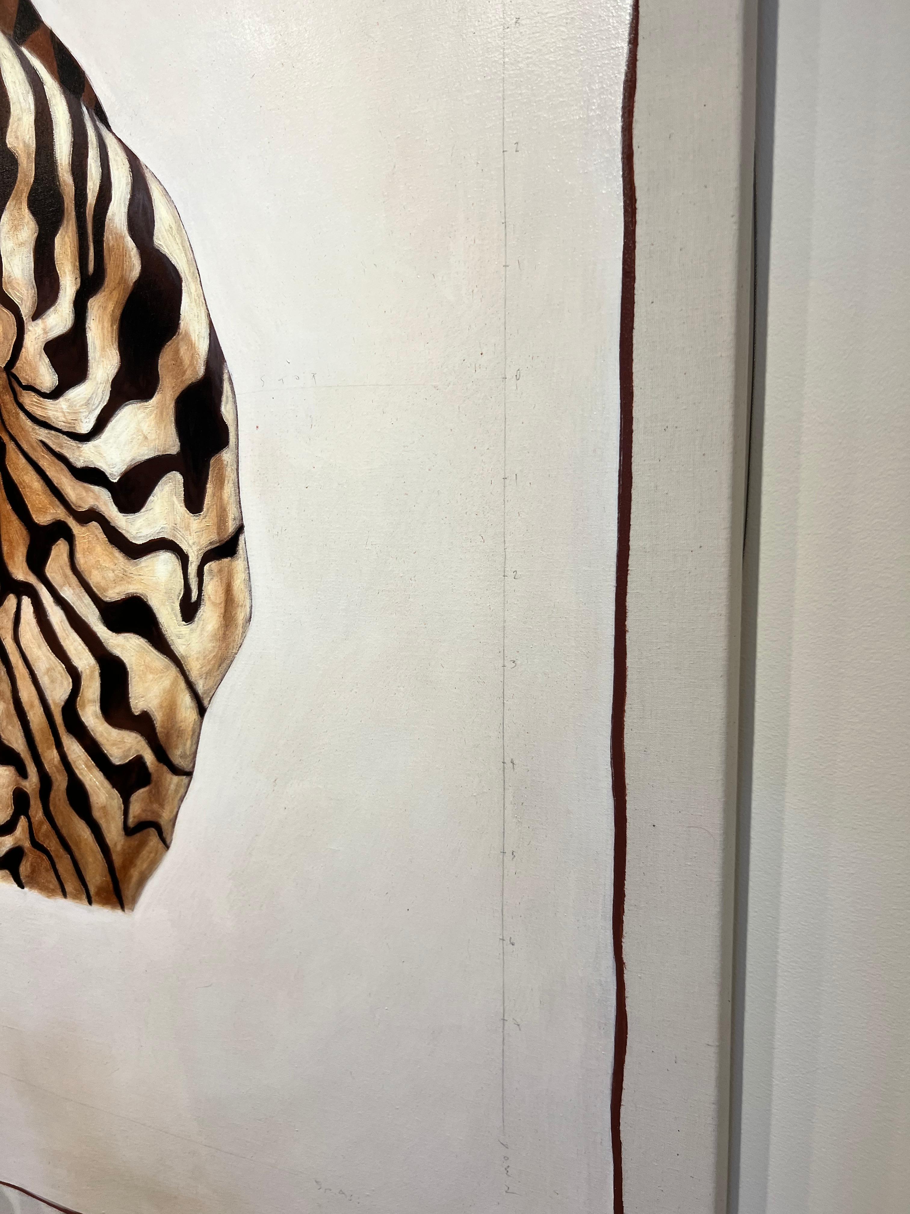 « Zebra n°533 », peinture à l'huile d'un zèbre noir et blanc regardant en arrière, vue latérale en vente 1