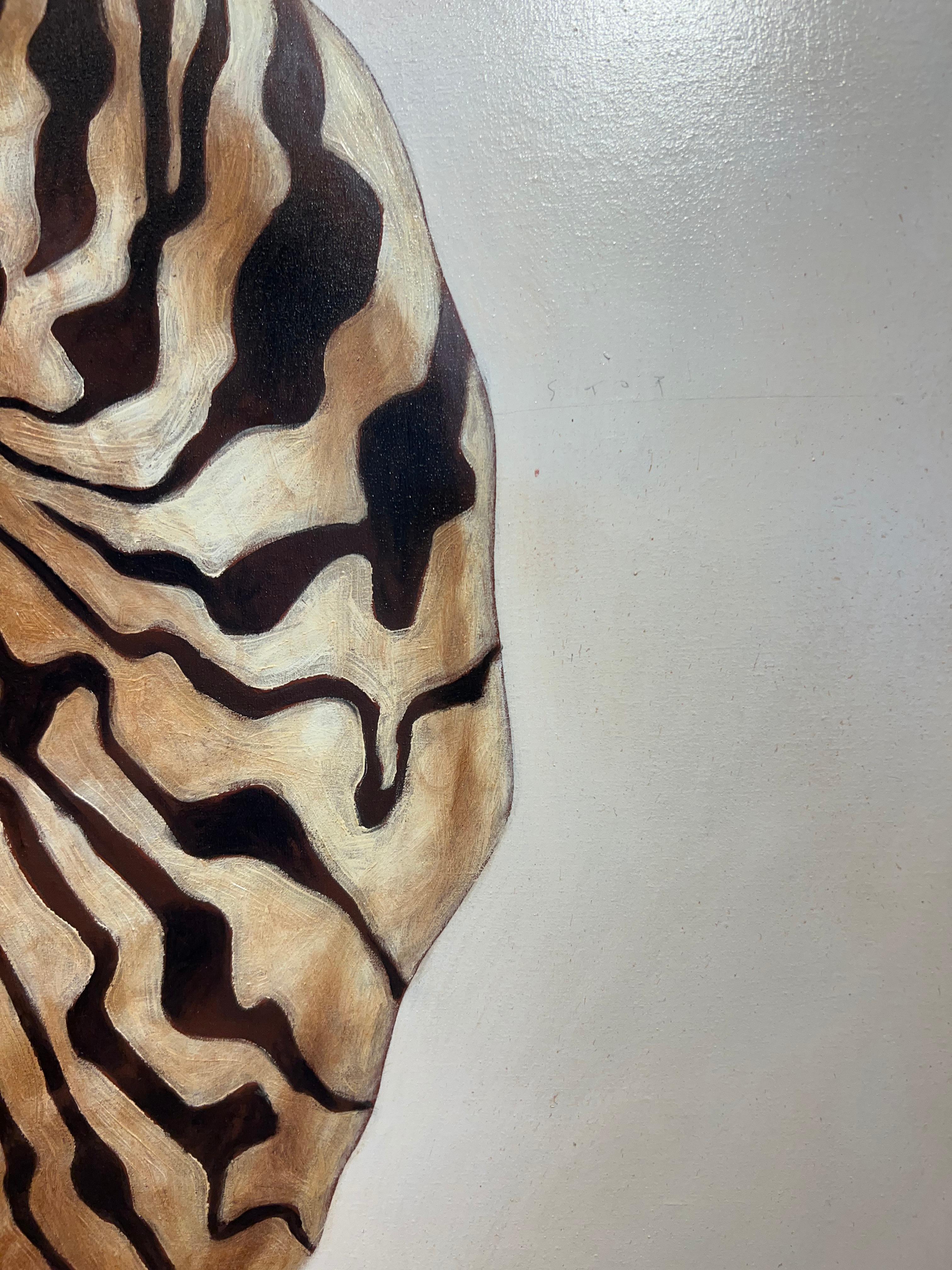 « Zebra n°533 », peinture à l'huile d'un zèbre noir et blanc regardant en arrière, vue latérale en vente 3