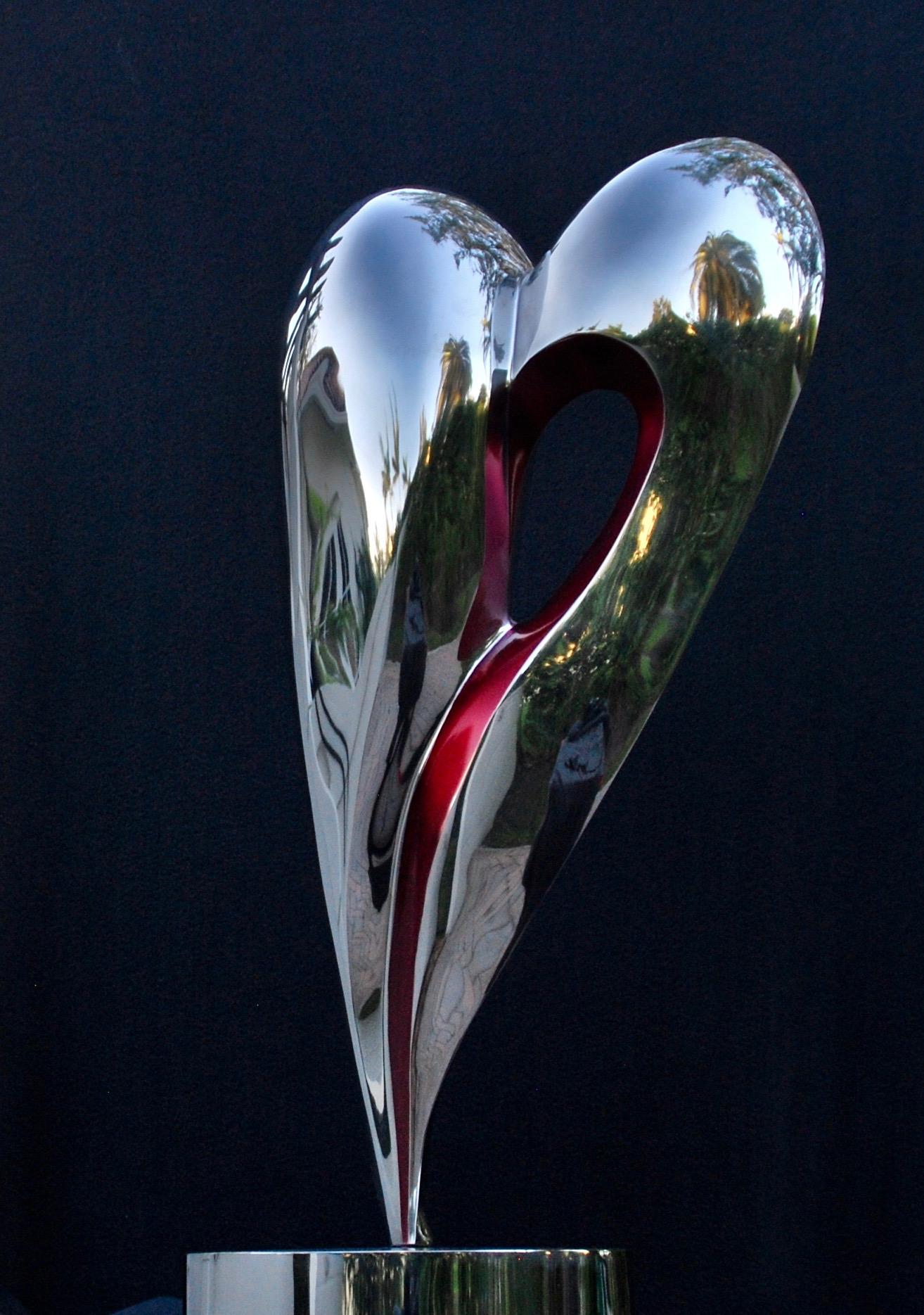 Santiago Medina Abstract Sculpture - "Cupid" Heart-Shaped Stainless Steel Sculpture  