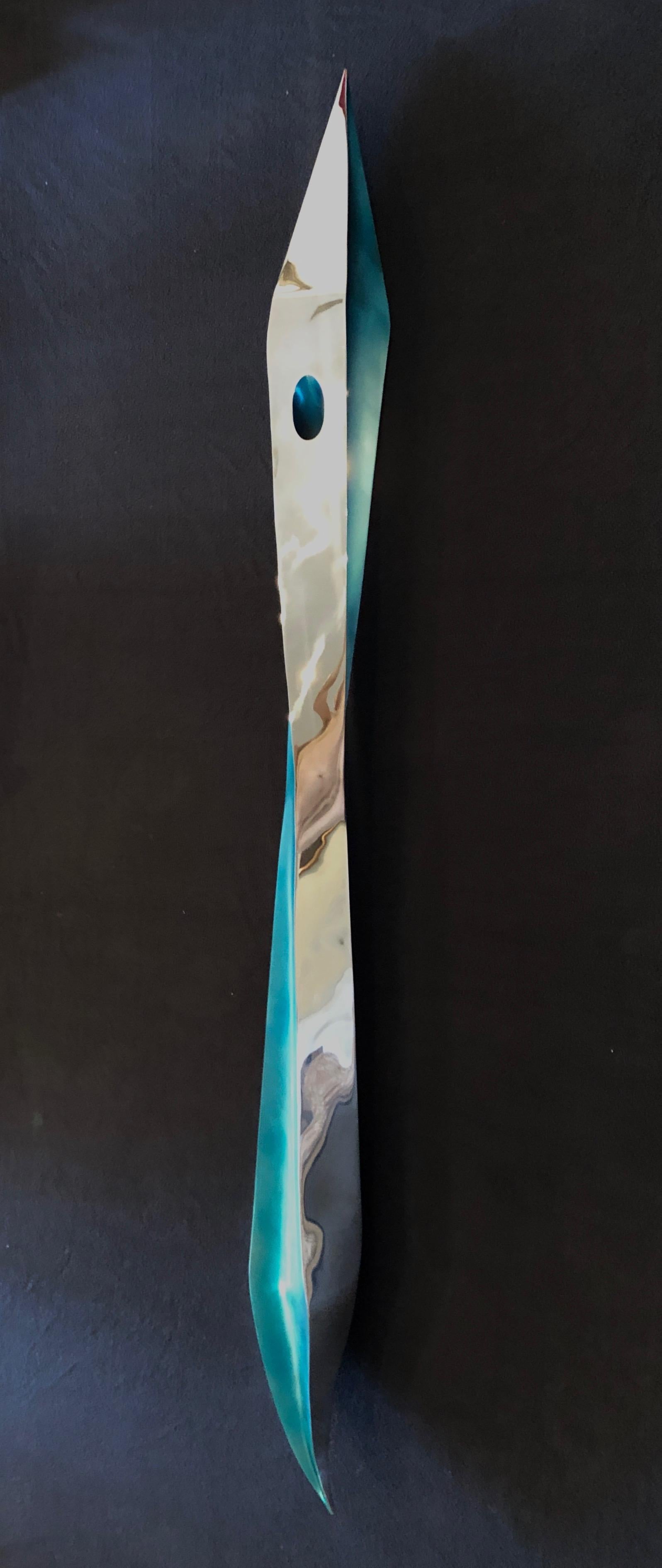 Special suspended/hanging Italian stainless steel with turquoise tinting. 