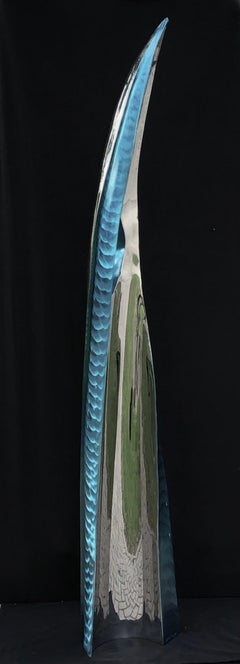 Turquoise Sigh, Stainless Steel Abstract Sculpture 