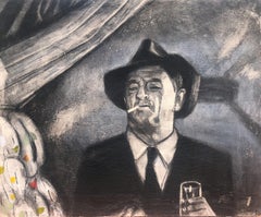 Robert Mitchum Farewell, My Lovely 1975 mixed media on board painting