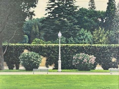 "Giardini del Palazzo Pedralbes" - Paesaggio precisionista di Santiago Roca D. A. C.