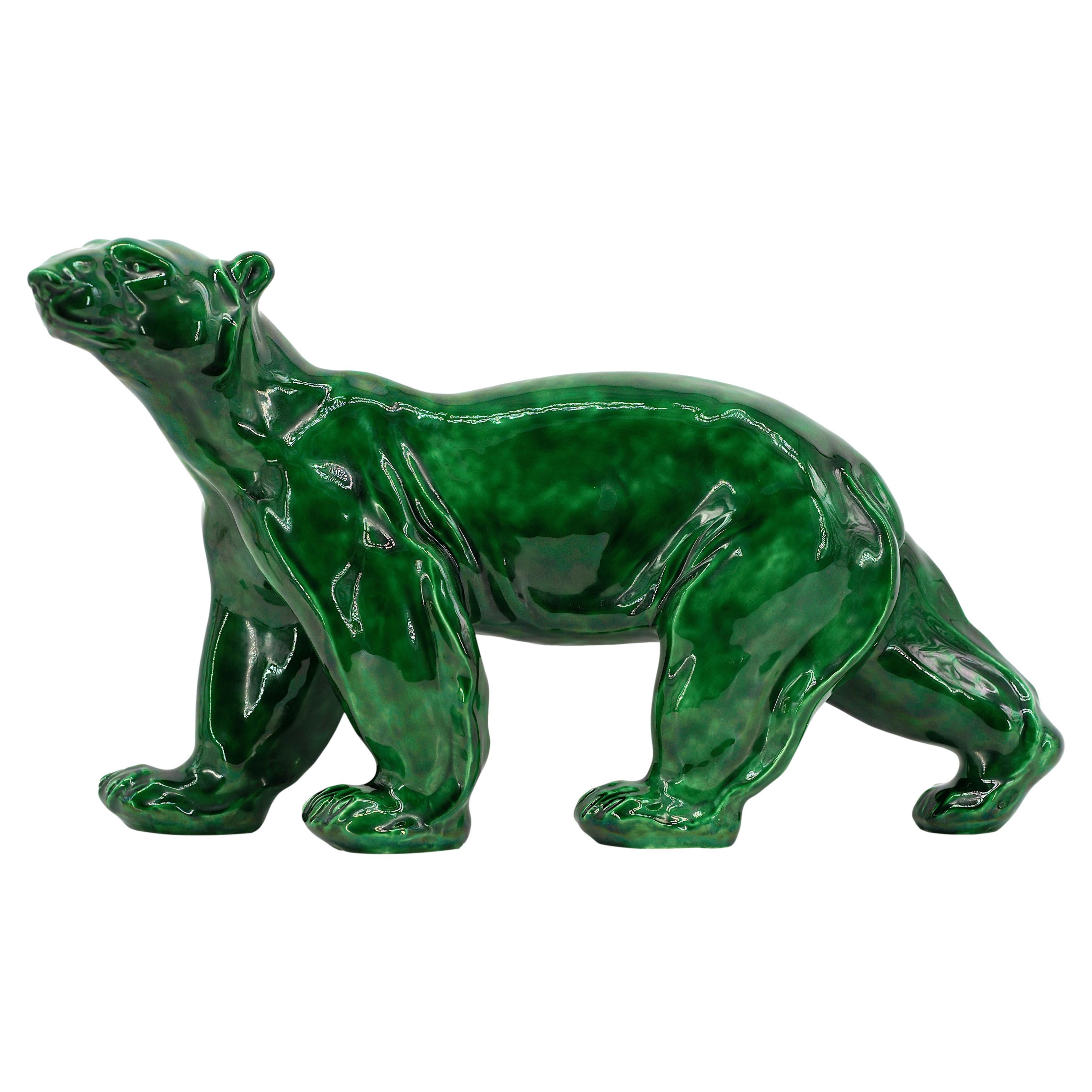 Scultura di orso in ceramica di Santiago Rodriguez Bonome 1920
