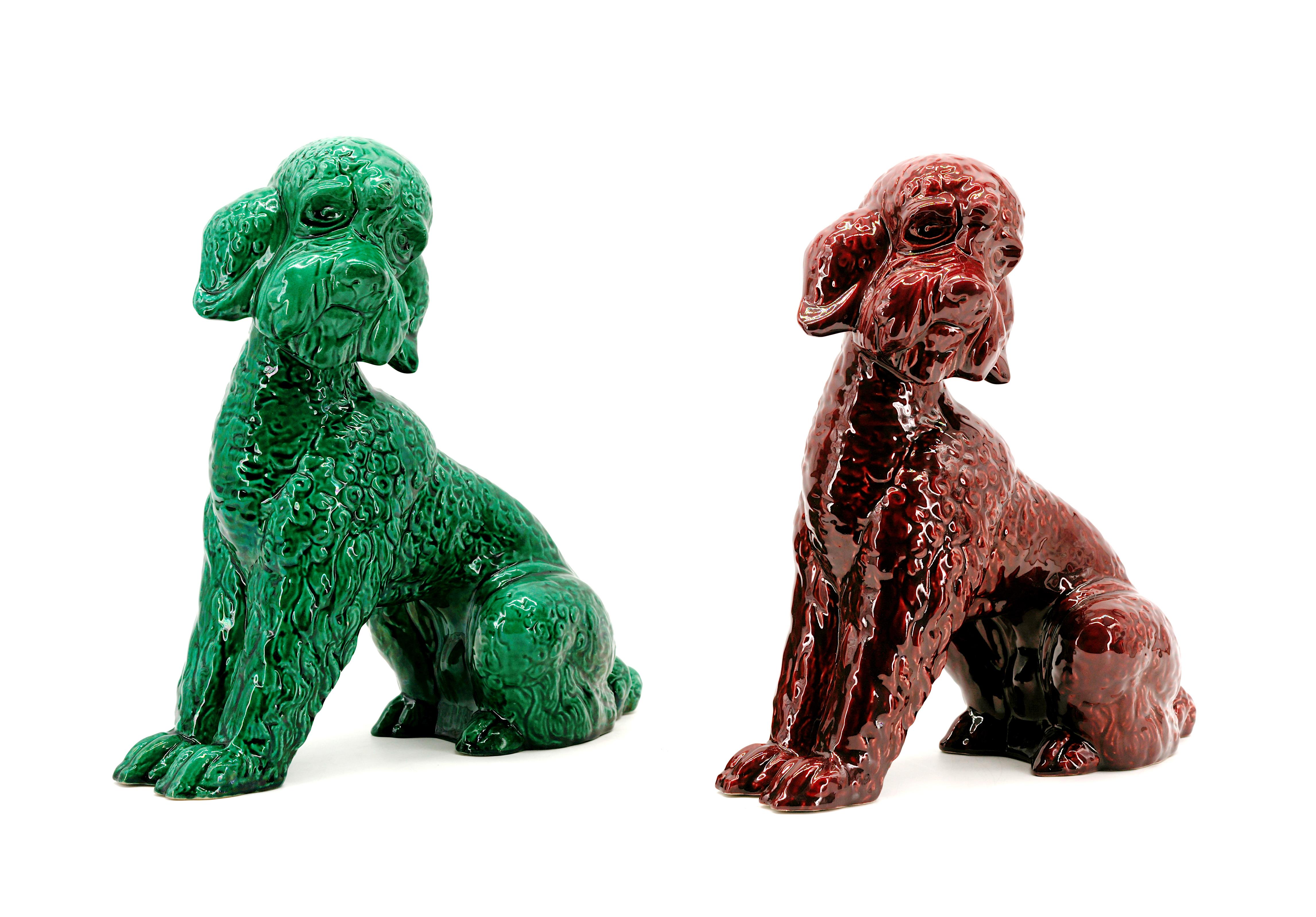 SANTIAGO RODRIGUEZ BONOME French Art Deco Ceramic Poodle Sculpture 1920 In Excellent Condition For Sale In Saint-Amans-des-Cots, FR