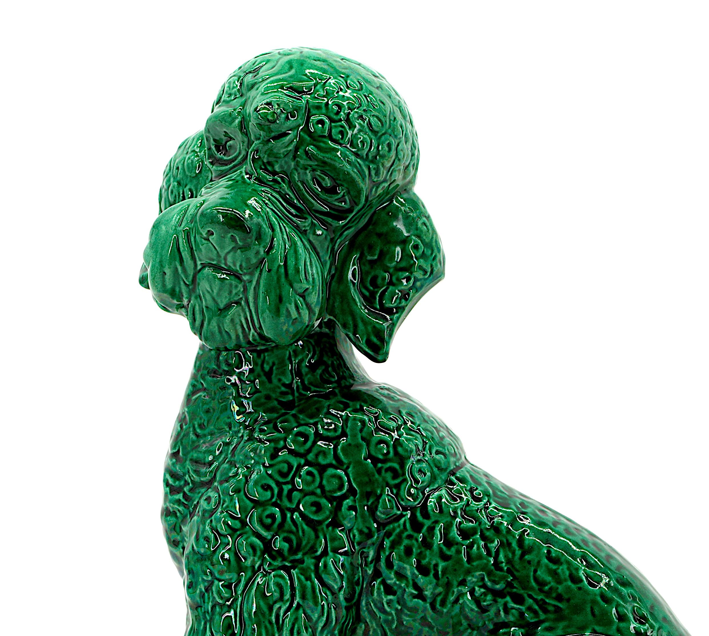 Early 20th Century SANTIAGO RODRIGUEZ BONOME French Art Deco Ceramic Poodle Sculpture 1920 For Sale